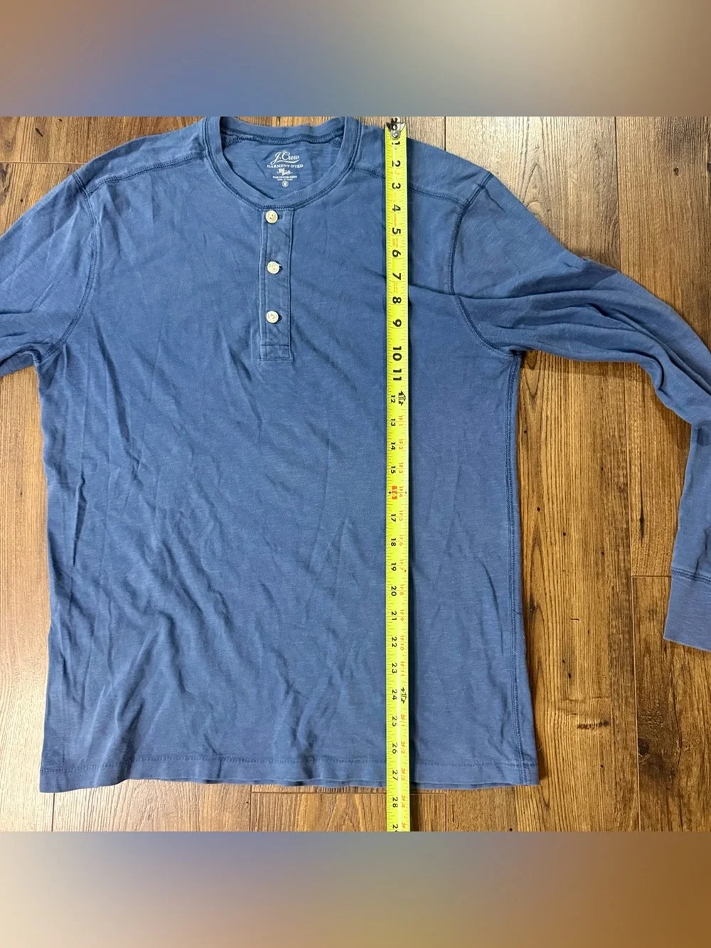 J.Crew Garment Dyed Long Sleeve Henley Shirt Men’s Medium Blue Cotton